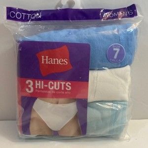 Hanes Hi Cut Underwear Panties Size 7 Women Cotton Blend Large